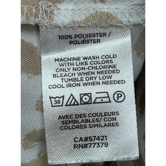 Ann Taylor Shirt Womens Large Beige White Animal Print Button Up Long Sleeve Top - Picture 6 of 7